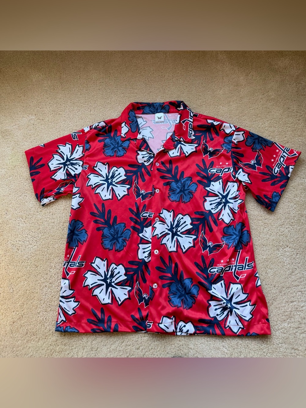 Washington Capitals Hawaiian Short Sleeve Shirt - Size XL - Hockey Floral - EUC